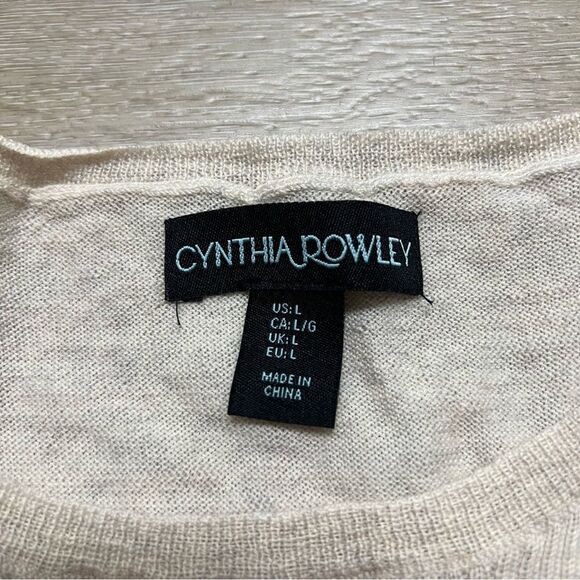 Cynthia Rowley Merino Wool Sweater Size L Oatmeal Beige Heather Pullover Womens - Picture 6 of 6